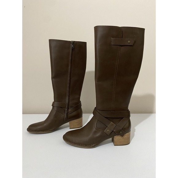 UGG‎ Bandara Tall Leather Boots Brown Heeled Knee High Zip Up Womens Size 10 - Picture 3 of 9